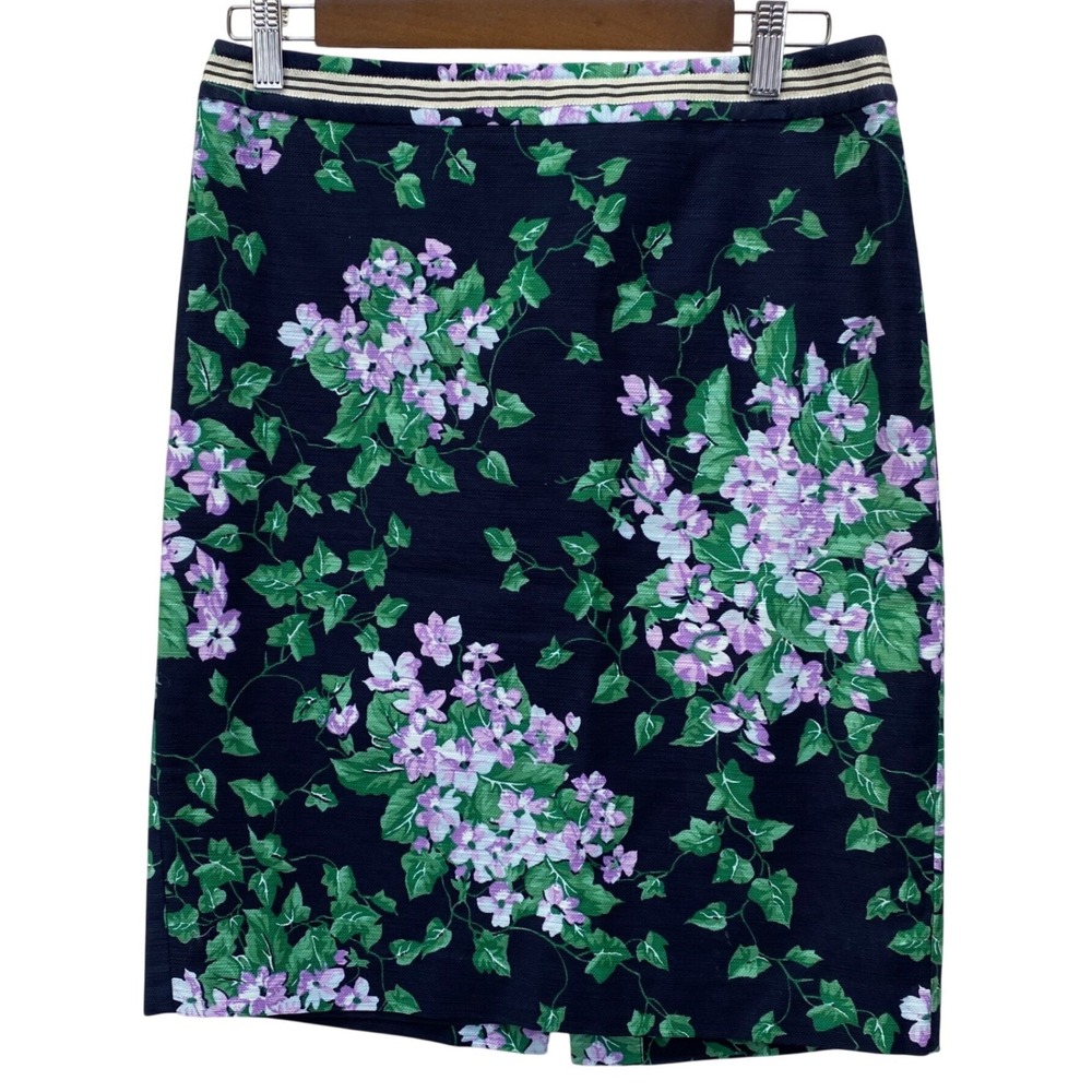 Talbots Oprah Magazine Collection Purple Floral Black Pencil‎ Skirt Womens 6P